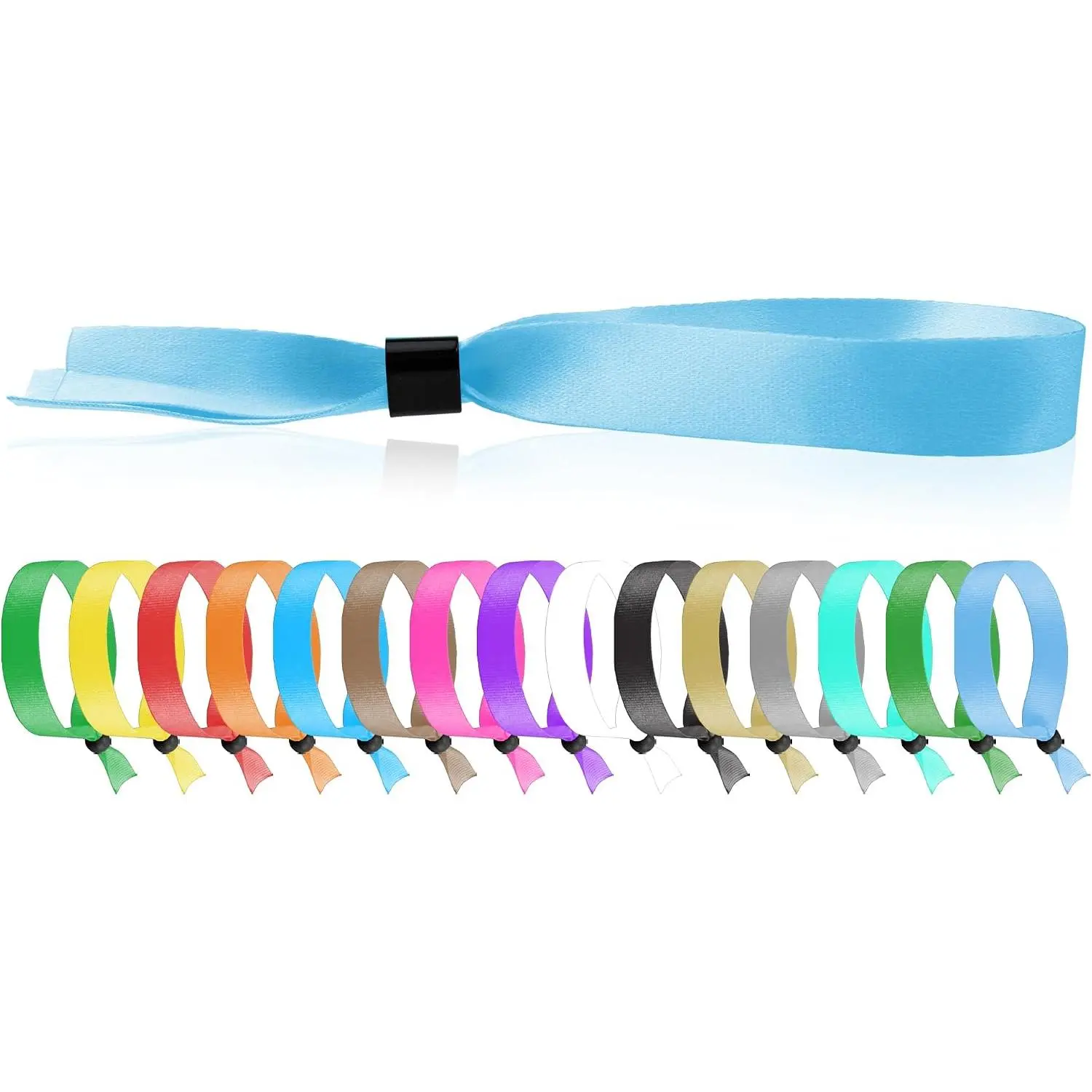 100  Cloth Event Wristbands - Light Blue Fabric Bracelets Wrist Bands for Concerts Festival Admission Party 13 ½” x ½” |  Made -Grade Fabric Bracelets for Party Entry, Summer Camp, VIP , Drink ID, Festivals Admission