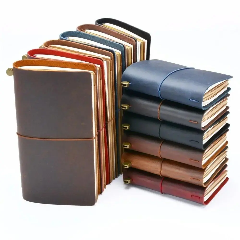 Moterm Hardcover Leather Journal Set - 100% Genuine Vintage Cowhide, Handmade Notebook Cover with Zipper, Shine That Evolves, Fold-Color Change for TN Travel, Planning, Sketching
