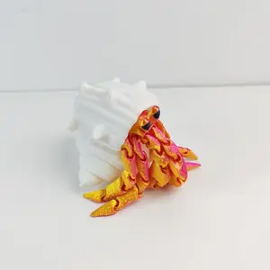 3D Printed Hermit Crab Statue with Detachable Shell, Adjustable Flexible Limbs, Stress Relief Desktop Decor, Perfect Gift