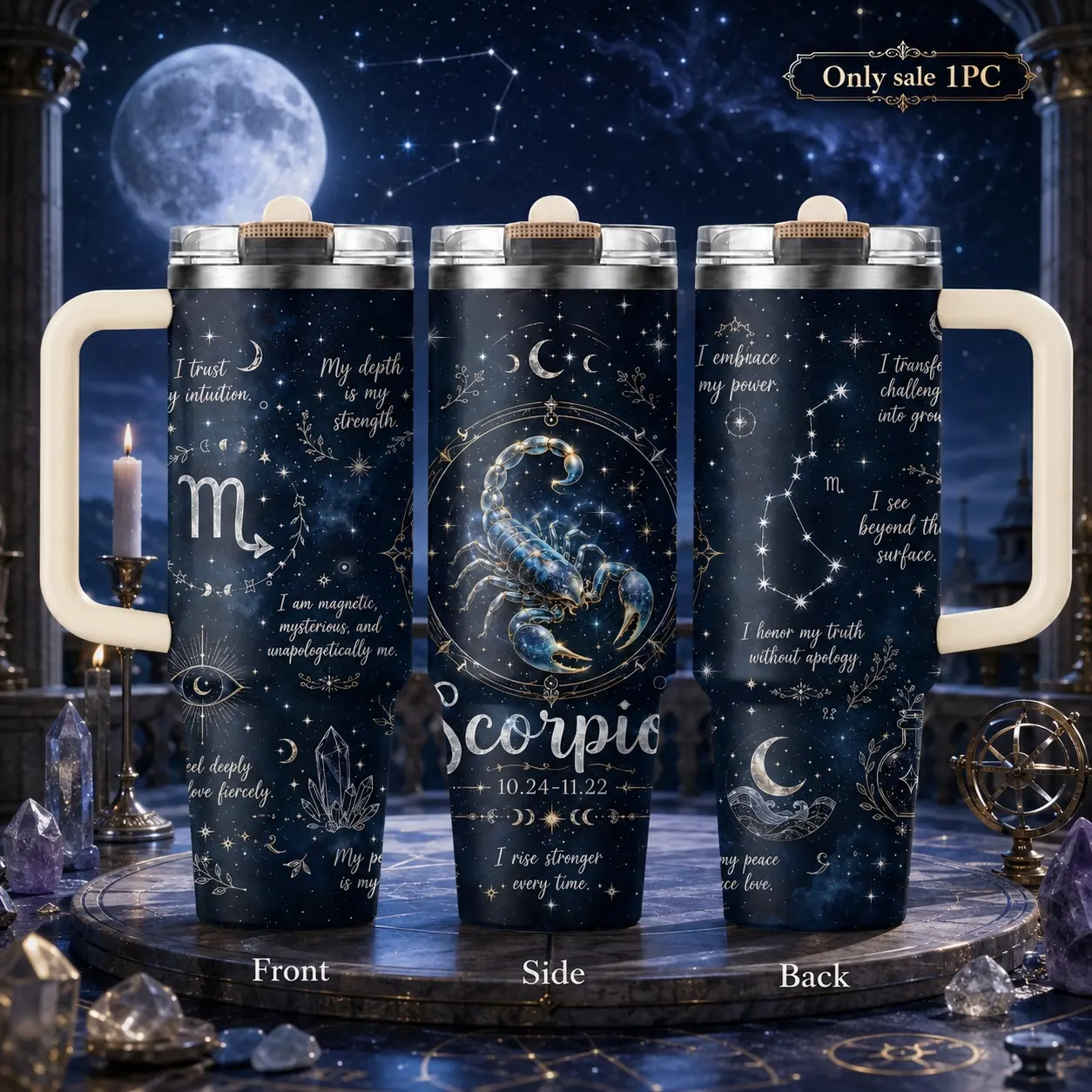 Libra Scorpio Sagittarius Capricorn Aquarius Pisces Water Bottles 40oz 3rd Gen Vacuum Insulated Tumbler with Handle & Straw Lid, Leak-Proof Stainless Steel Travel Mug for Water, Coffee, Gym, Office, Car Cup Holder