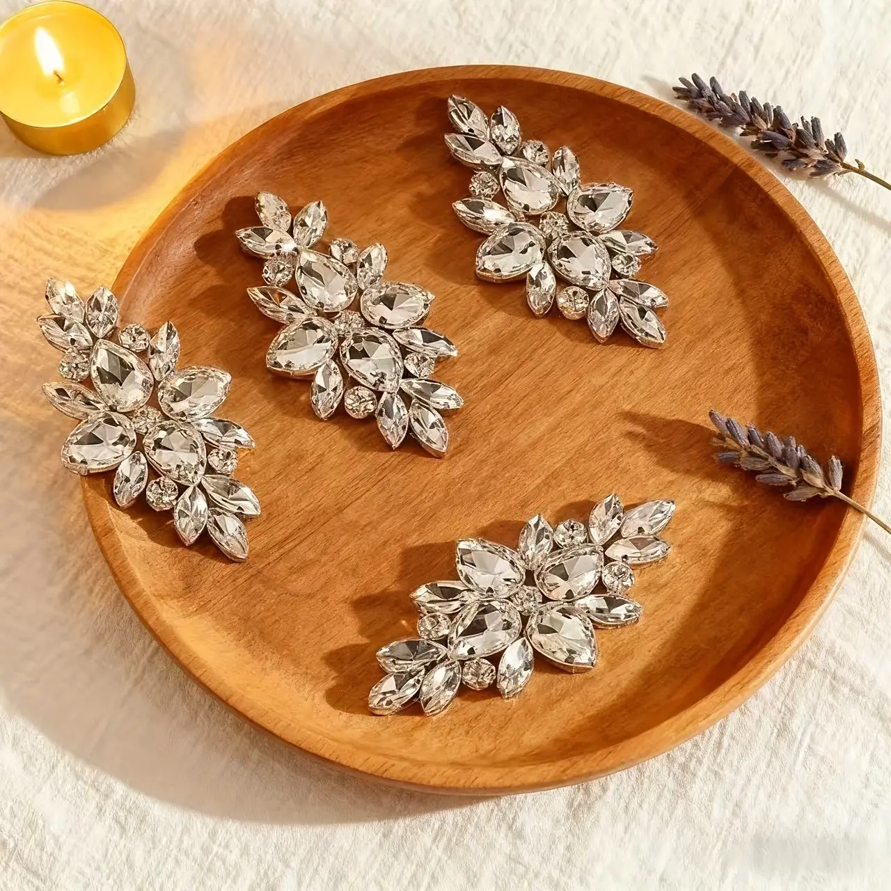 3pcs Elegant 3D Rhinestone Appliques for Clothing Decoration, High-Quality DIY Craft Supplies, Sewing Accessories, Perfect for Wedding Dresses & Shoes