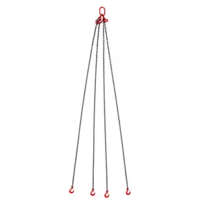 GAOMON Industrial 4-Leg Chain Sling with Grab Hooks & Adjusters – Heavy Duty Lifting Chains for Engine Hoist, 5/16" or 1/4" x 5ft/10ft, 6600-11000 lbs Load Capacity, Material Handling