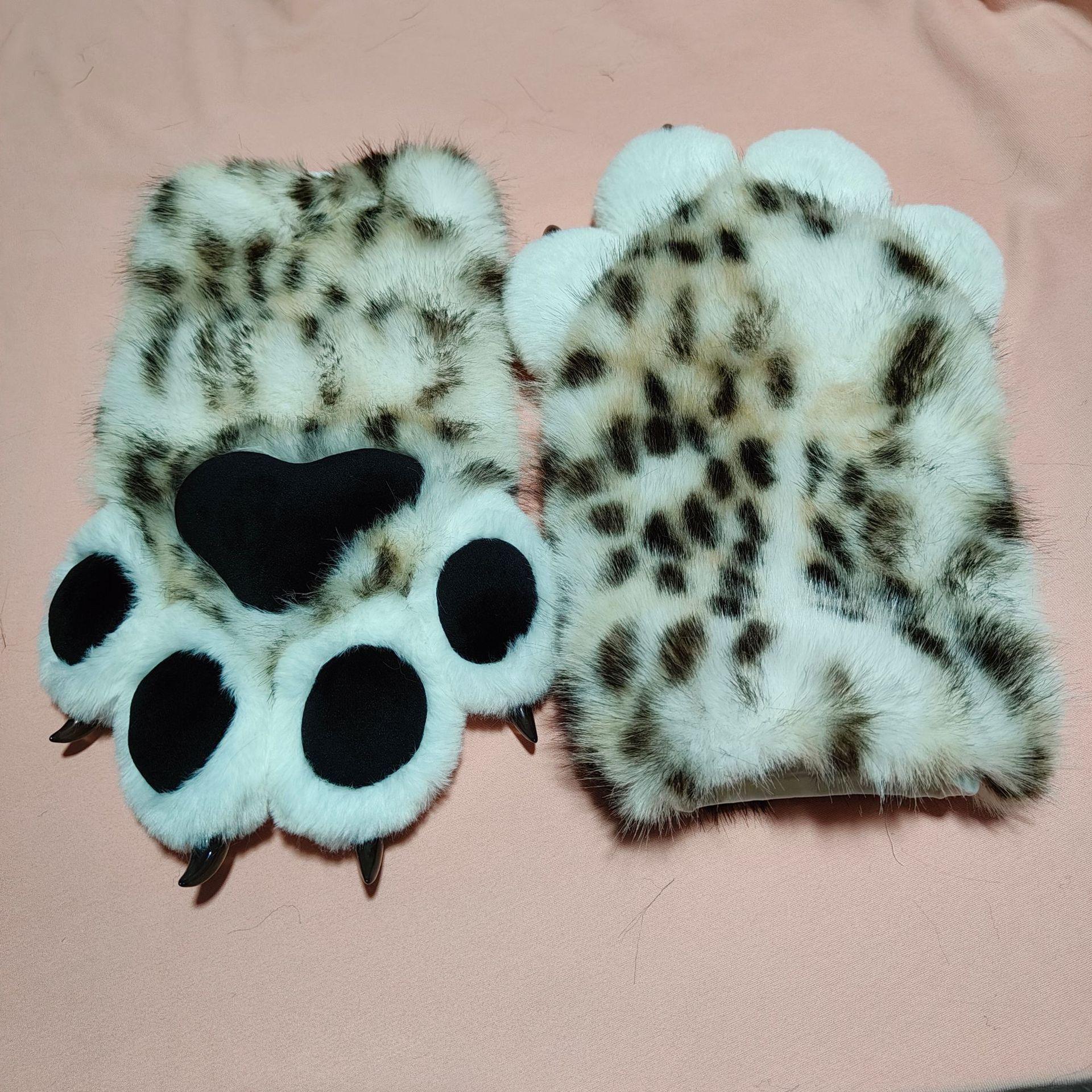 Fursuit Leopard Print Kigurumi Cat Paws Cartoon Plush Furry Cosplay Kig Costume Nail Tiger Claws Full Finger Performance Props