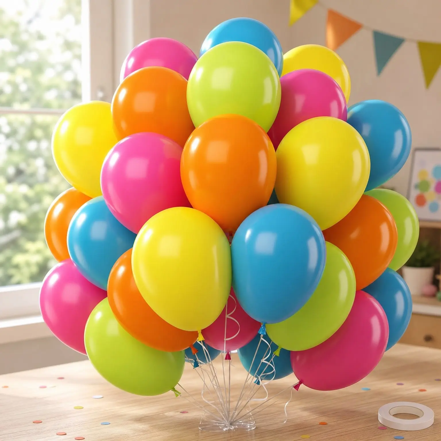 50Pcs 12 Inch Bright Latex Balloons in Neon Rainbow Colors - Yellow, Orange, Hot Pink, Lime Green, Blue for Kids Birthday, Tropical Hawaiian Pool Party, Baby Shower & Backdrop DecorationsGift