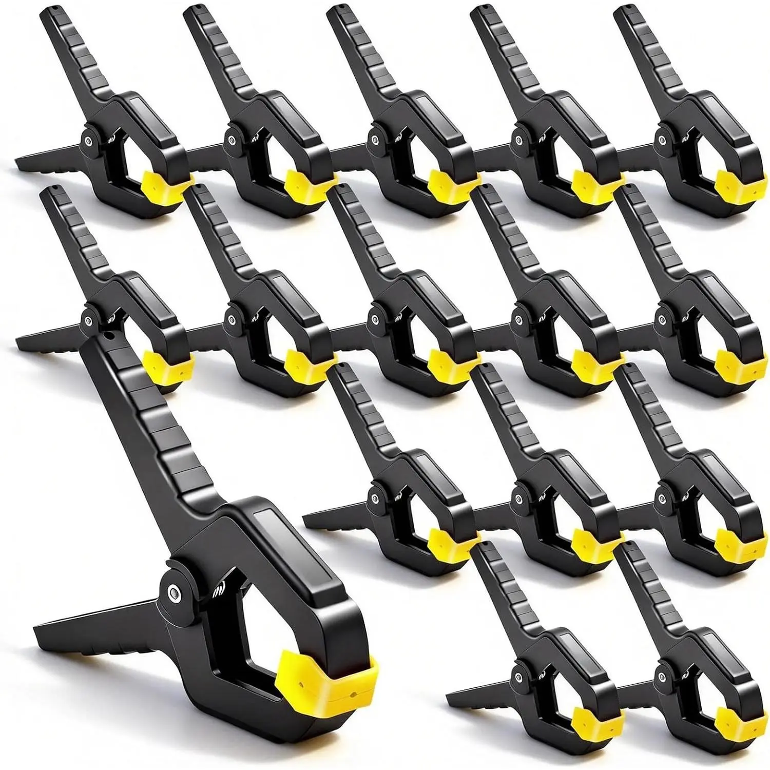 16 Pack Spring Clamps Heavy Duty - 3.5 Inch  Clamps for Woodworking, Spring Clips Clamp for Crafts,Photography Backdrop, Balloon Arch and  with Non-Slip Handles and Adjustable Jaw Pads,Yellow