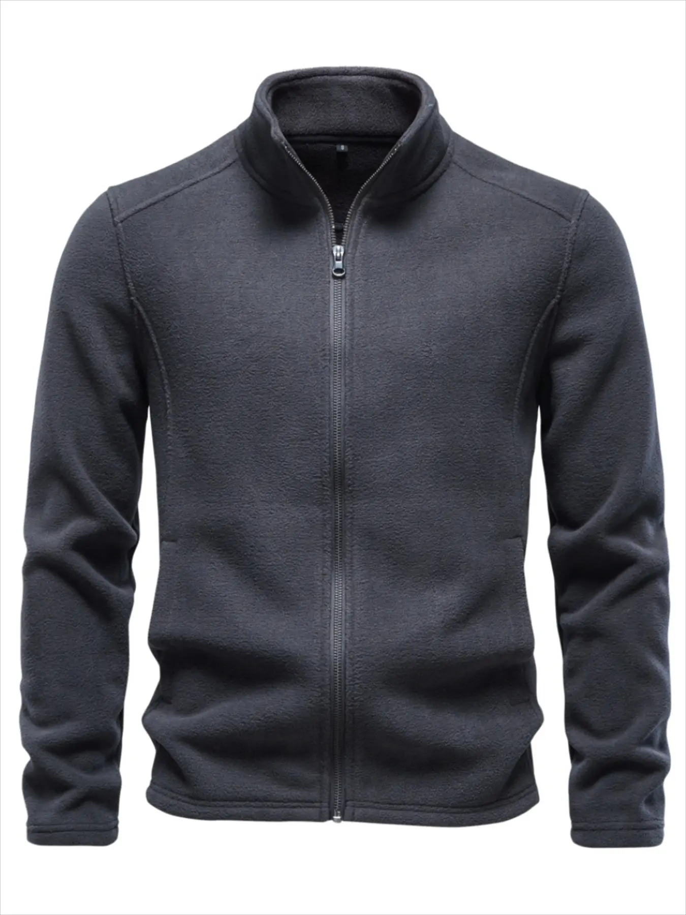 Men's Polar Fleece Sweatshirt, Solid Color Zipper Front Jacket, Fall Winter Warm Multi-Pocket Casual Outerwear, Versatile and Comfortable