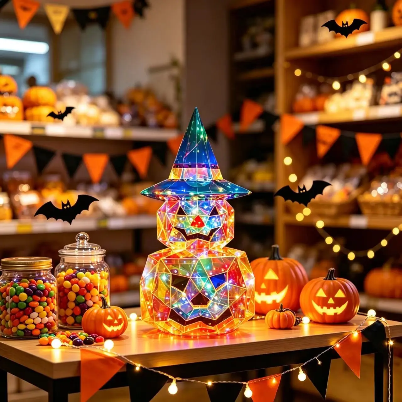 Double-Layer Colorful Pumpkin Ornament, Halloween Scene Decor, Glowing Pet Pumpkin, Party Atmosphere Decoration, Hotel Mall Decor, Festive Decoration