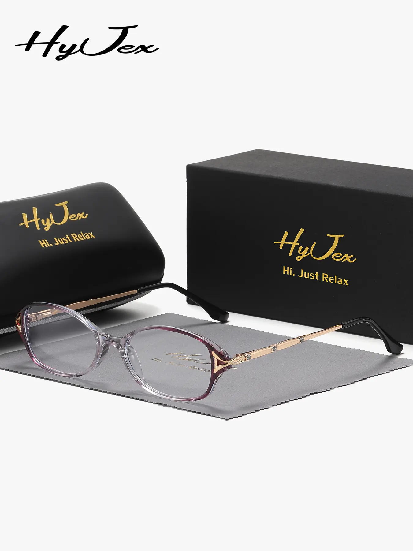 HyJex 1 Piece Unisex High-End Craftsmanship Full Frame Plaon Glasses Gradient Color Oval Frame Plaon Glasses