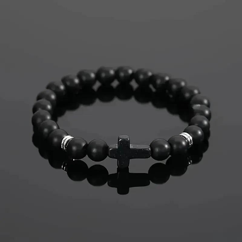 2pcs Bohemian Style Cross Pendant Necklaces for Men & Women - Matte Black & Tiger Eye Stones, Natural Stone Beads, Versatile for Daily Wear & Formal Events, Versatile Jewelry, Avant-Garde Necklace, Intricate Beadwork Smart Leather Luggage Tag with Tracker