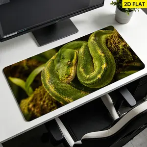 Extra Large Green Python Snake Mouse Pad, Non Slip Rubber Pad, Desktop Decoration Drotection Pad, Washable, Lock Edge Multi Size, Premium Multipurpose Mousepad For Home, Office, Gift for Family and Friends