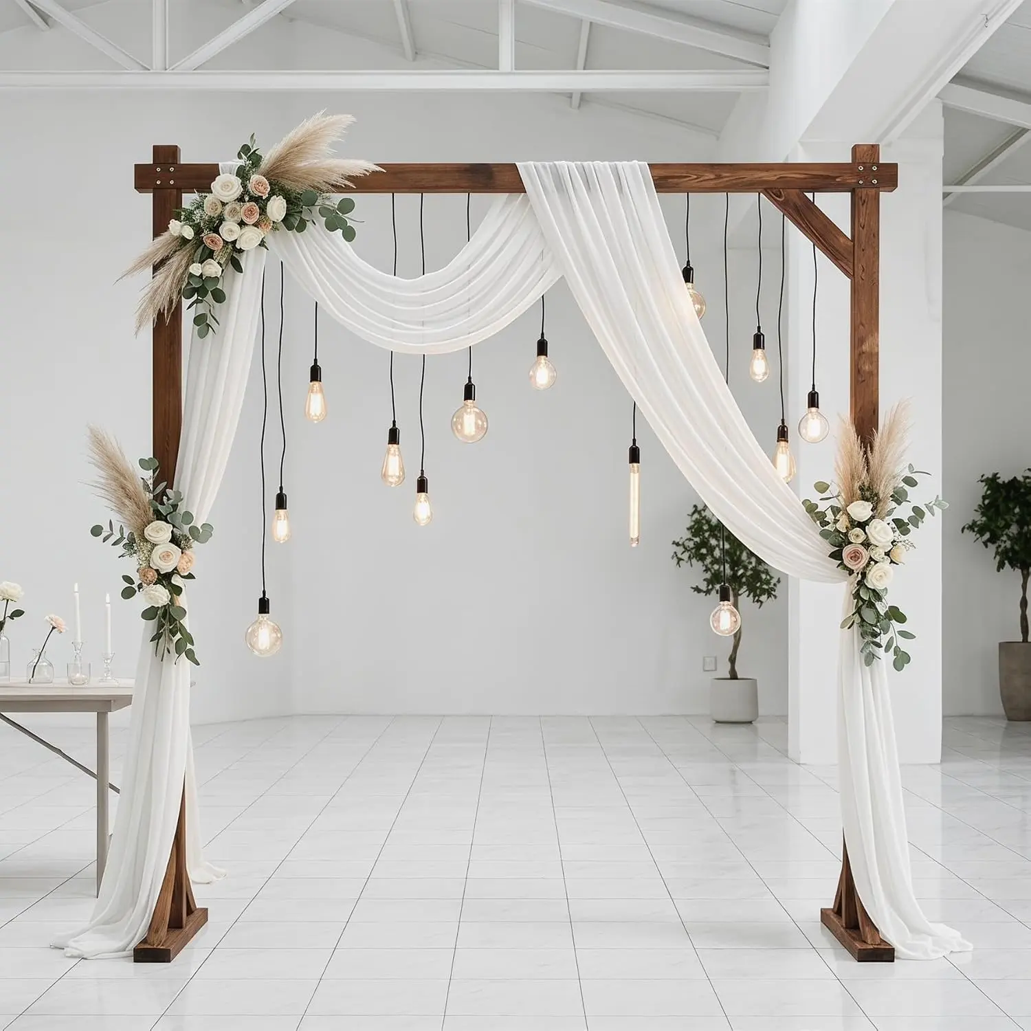 7.3FT Wooden Wedding Arch Stand Square Wood Arch Wedding Arbor for Ceremony Party Proposal Scene Garden