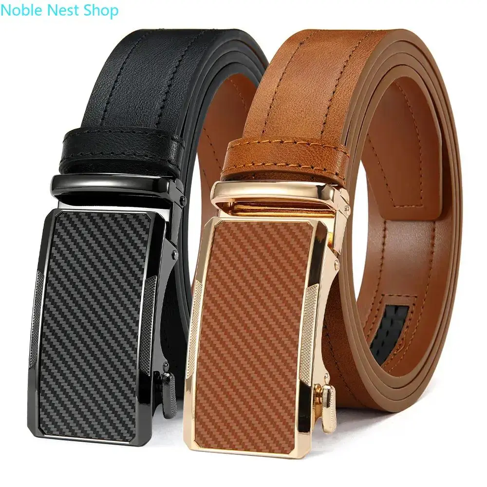 Men's Cuttable No-Hole Leather Ratchet Belt - Designer Men's Accessories, Textured Easy-Release Adjustable Waist Strap for Business Casual Daily/Office Wear, Birthday Gift Option, Unisex, Birthdays, Dress