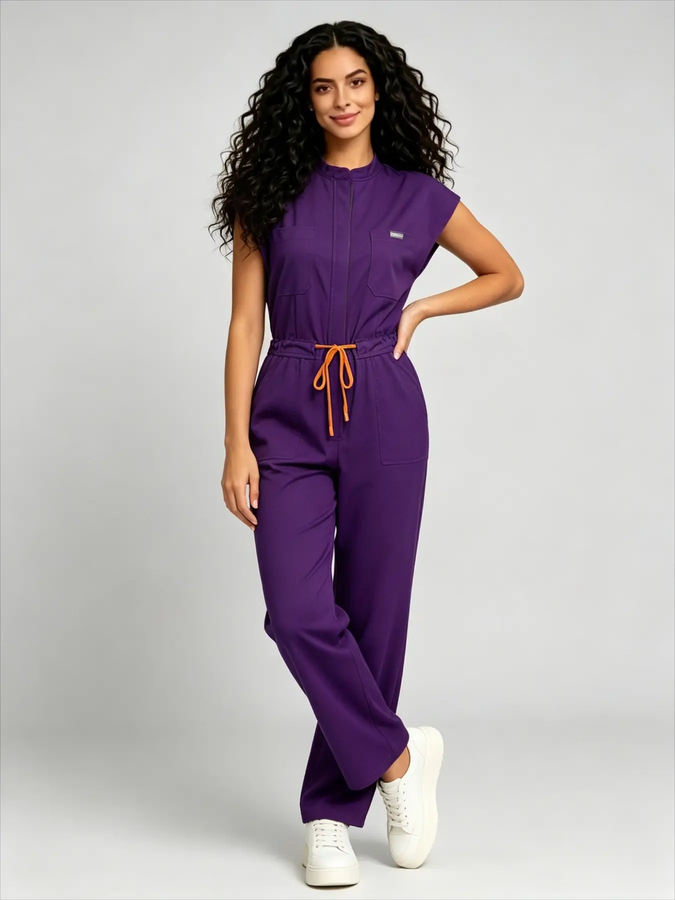 High End Slim Solid Color Jumpsuit Nurse Workwear Pet Hospital Beauty Clinic Daily Duty Attire