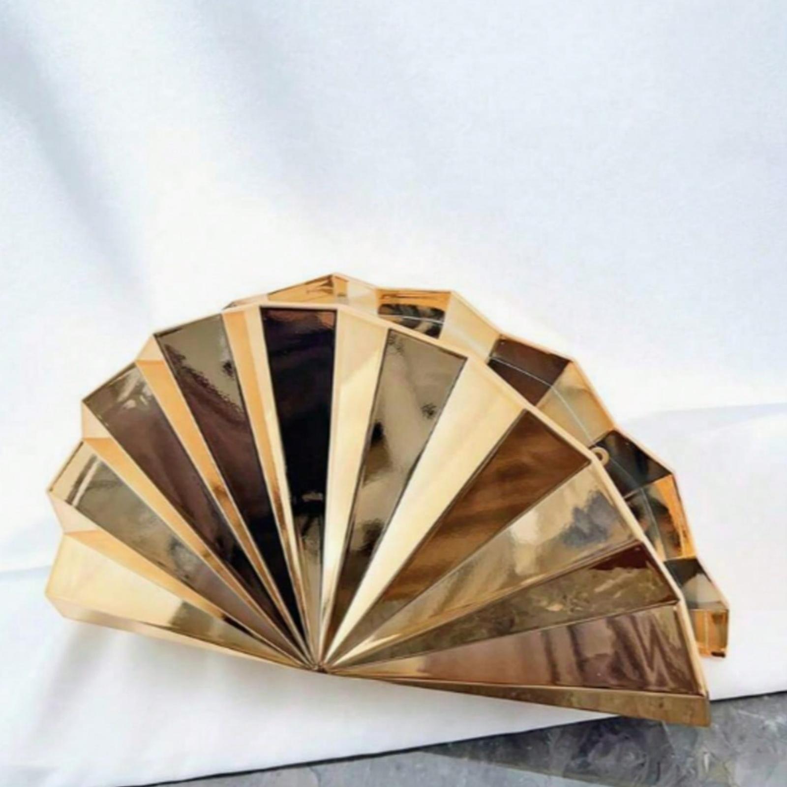 Gold Metallic Striped Asymmetric Clutch Bag, Elegant Formal Occasion Shoulder Bag Handbag, Minimalist Fashion Women's Evening Bag, Crossbody Bag Party Purse