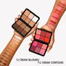 12 Color Concealer & Blush Palette, 2 Counts Matte Concealer & Blusher, Long Lasting Contour Hilighter Blusher Palette, Makeup Products for Women & Girls