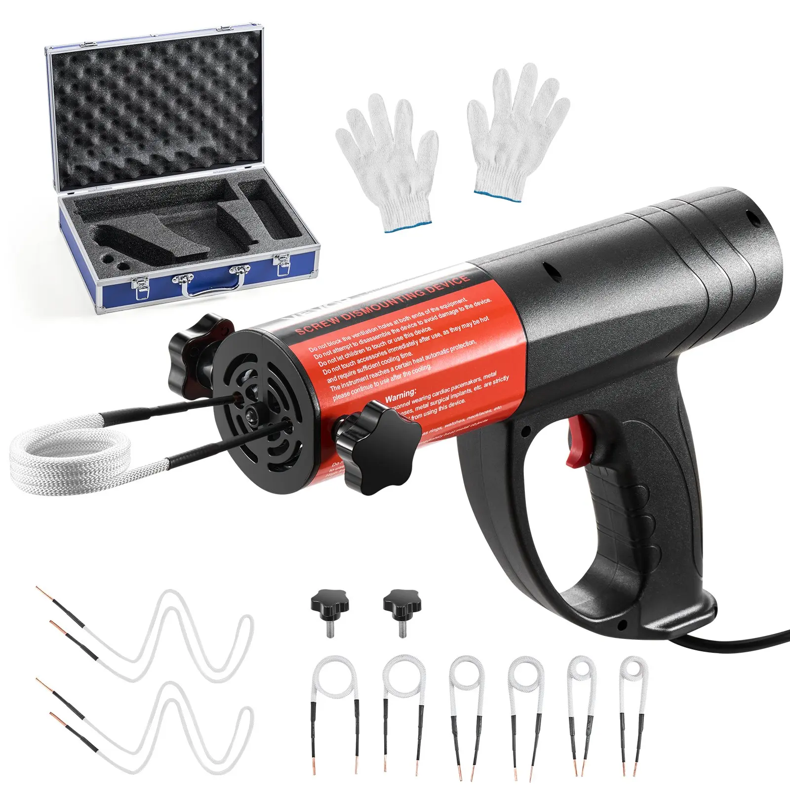 VEVOR Induction Heater Bolt Removal, 1500W 110V Magnetic Induction Heater Kit, Handheld Nut Buster Tool, Mini Heating Machine for Rusty Screw Removing, Car Garage Repairing Tools with 8 Coil and Box
