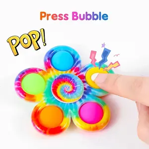 Tie Dye Push Bubble Fidget Spinner Toy, Certified Safety Stress Relief Toy for ADHD Anxiety Relief, Promotes Calmness for Kids, Adults with Abs Support
