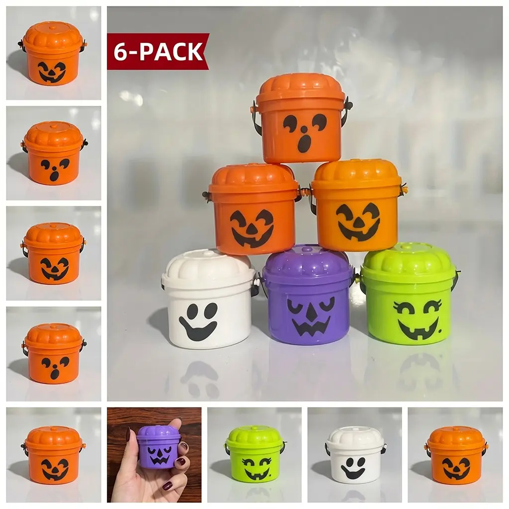 Halloween Pumpkin Mini Bucket, Party Buckets, Perfect for Candy and Party Decor, Durable Plastic, Vintage Style, Ideal for Halloween and Thanksgiving