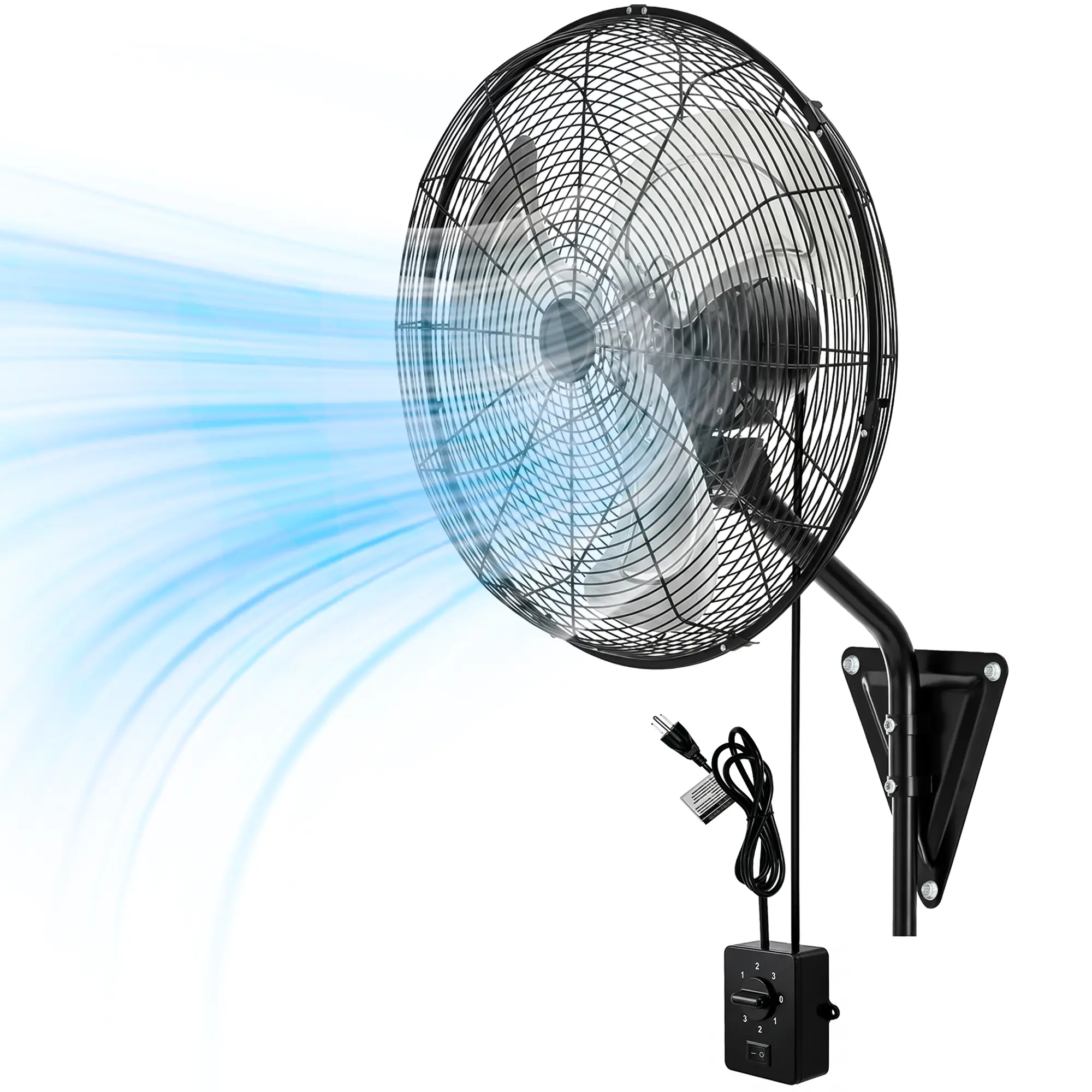 Heavy Duty 20 Inch Wall Mount Fan 2 Pack – 7500 CFM Oscillating Industrial Cooling Fan with 3-Speed Control for Garage, Factory, Workshop & Outdoor