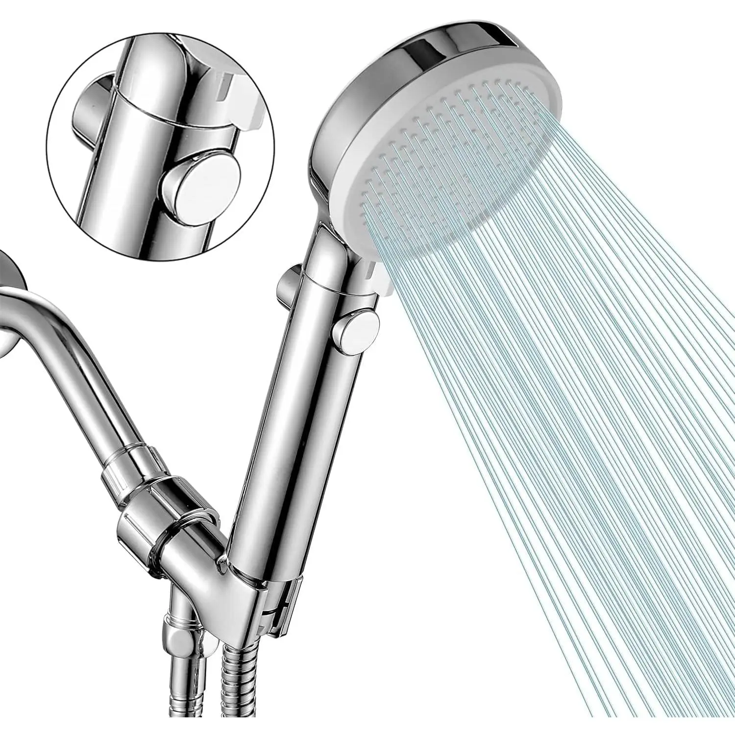 Shower  with Handheld Shower  with /Off  3-Modes | High  Shower  with Hose, Chrome Finish, 60inches Hose