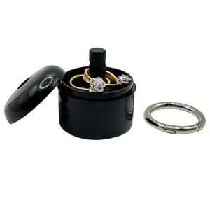 Mini Travel Jewelry Box Keychain, 4*4cm Tiny Ring Holder Case, Portable Organizer for Rings & Earrings, Pocket-Size Storage for Travel & Daily Use