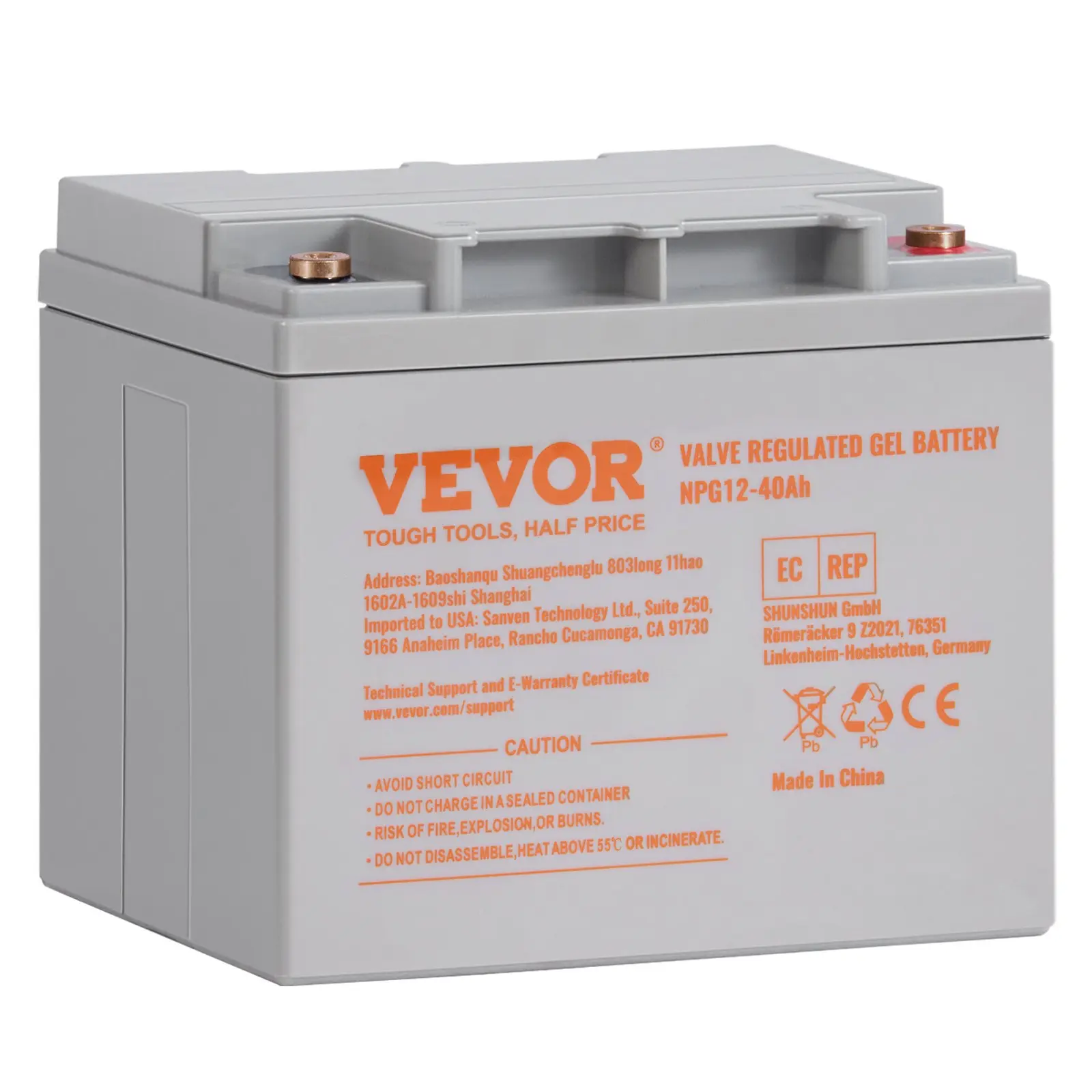 【Summerfinds】VEVOR Rechargeable AGM Marine Battery, 12V 40AH, with 400A Discharge Current, Ideal for Mobility Scooters, Electric Wheelchairs, Go-Karts, and e-Bikes