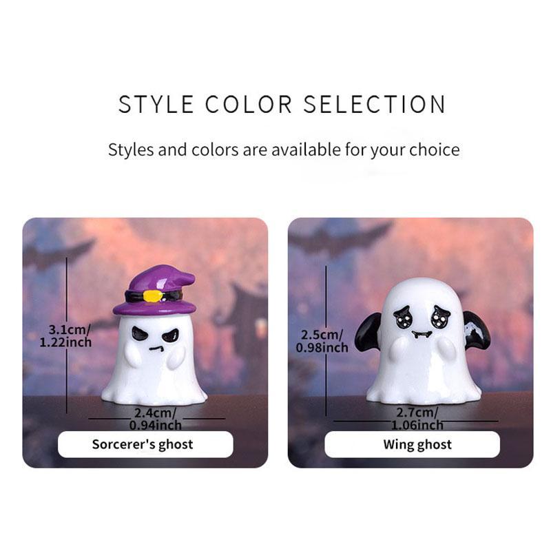 Cartoon Ghost Ornament, 6 Counts Mini Cute Micro Landscape Ornaments, Desktop Decoration for Home Dormitory Office Living Room Festival Gift