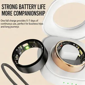 Ultra Light 4.5g Smart Health Ring, IPX8 Waterproof Multi-functional Tracker Tracks Heart Rate BP Blood Oxygen Sleep Stress Compatible with iPhone Android