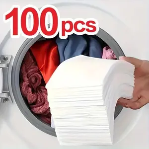100pcs Color Catcher Sheets - Anti-Dye Transfer Laundry Sheets, Prevents Color Bleeding & Runs, , No Fragrance, for Washing Machine, Delicate Fabrics, Reds, Blues, Blacks - Laundry Helper for Home & Commercial Use, Laundry Accessories, Fabric Protection
