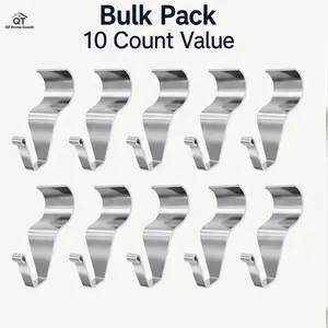 10PC Stainless Steel Vinyl Siding Hooks - Slide Design, Damage-Free Mounting Hooks & Rails, No-Drill Home Solutions for Holiday & Outdoor Decor