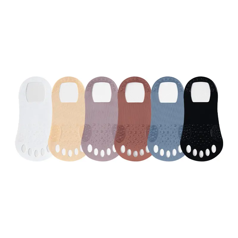 Women's Summer Breathable Invisible Half Palm Socks Open Toe Five Finger Non-Slip Stay-Put Heel Toe Separator Foot Covers for Slippers Sandals Home Daily Casual Indoor Wear