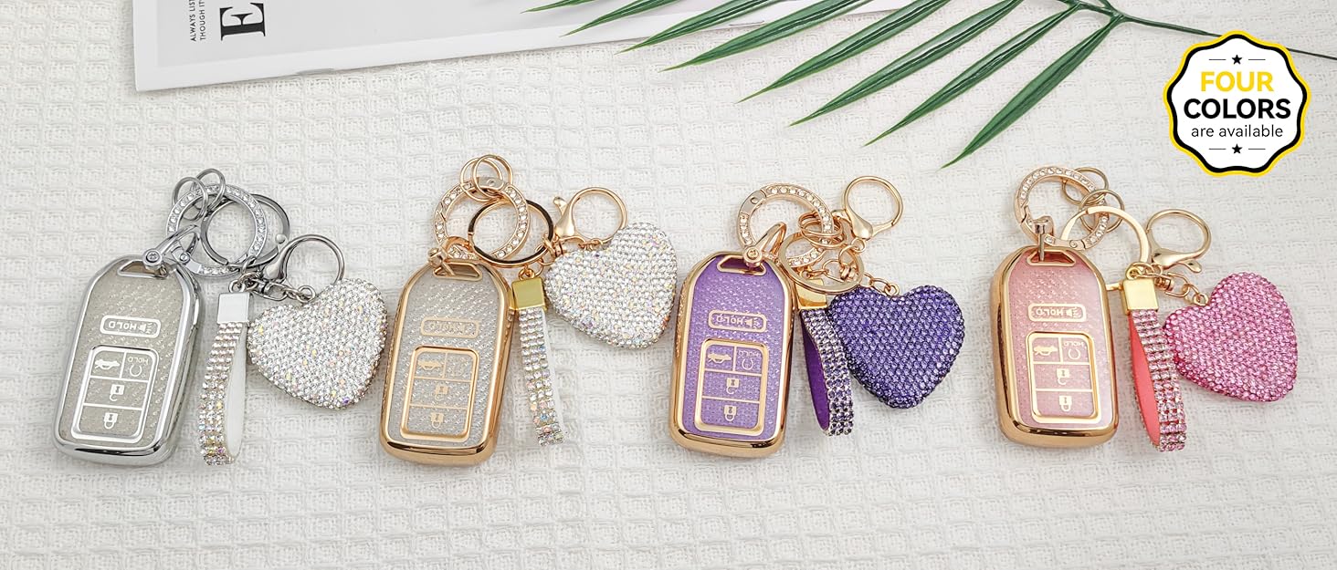 4 Button Key Fob Cover with Diamond, Compatible with Nissan Rogue Pathfinder Versa Kicks Ariya Sentra etc, Sparkling TPU Key Case and Bling Heart Decoration for Women, A-Style (Pink) 4 Button Key Fob Cover with Diamond, Compatible with Nissan Rogue Pathfinder Versa Kicks Ariya Sentra etc, Sparkling TPU Key Case and Bling Heart Decoration for Women, A-Style (Pink)