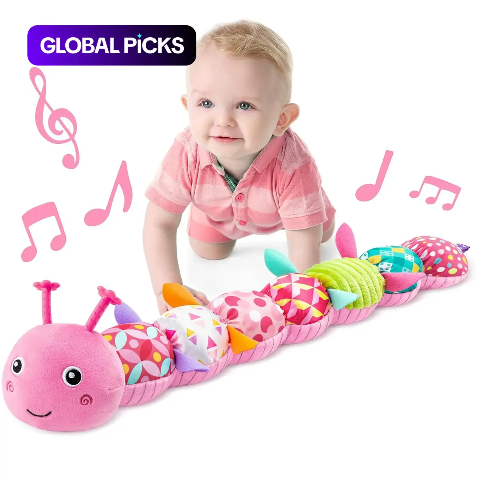 Soft Stuffed Caterpillar Musical Toy, Rattle Maracas Sensory Play, 1 Count Baby Infant Newborn Musical Stuffed Animal Toy, Birthday Gift for Baby Girls and Boys