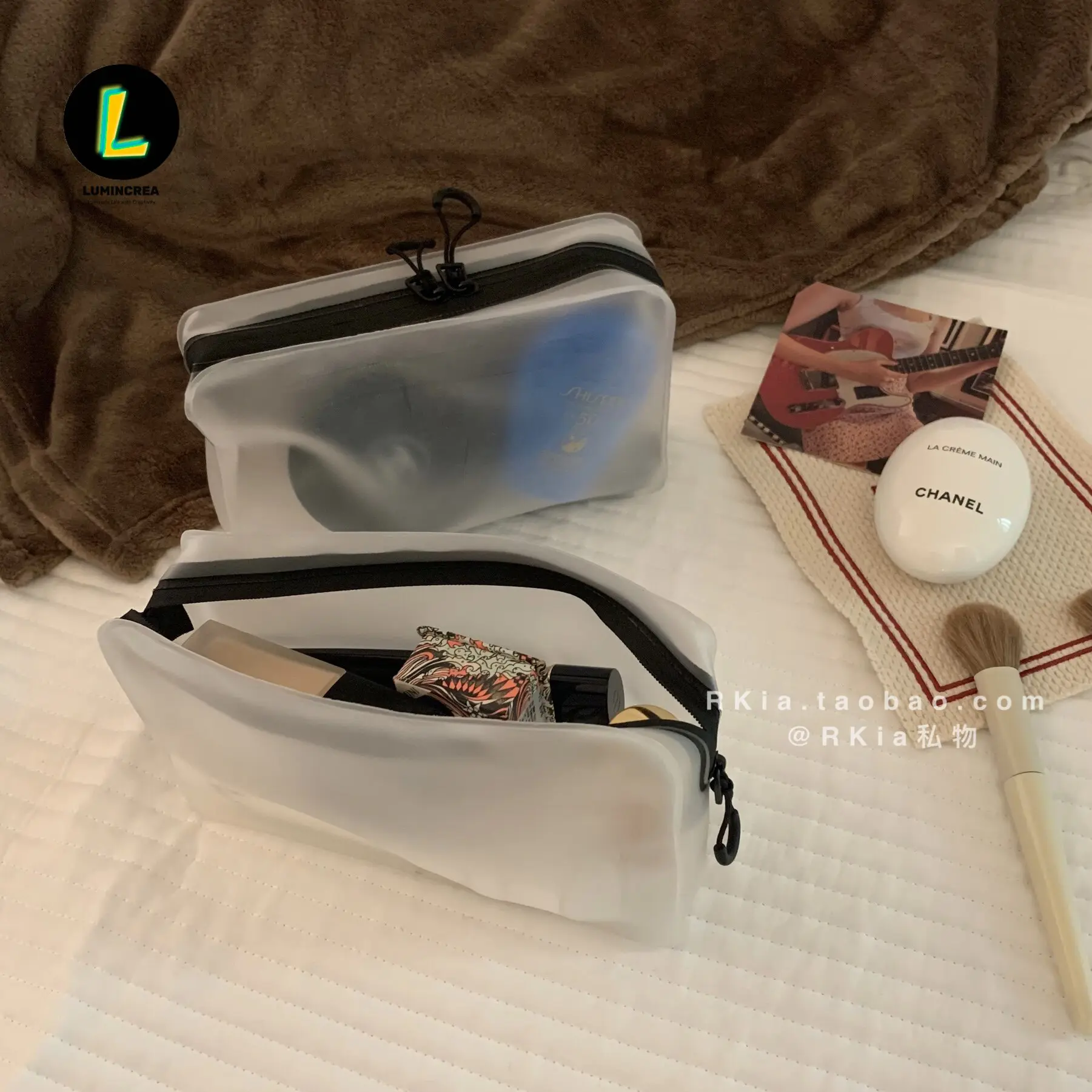 Frosted Transparent Cosmetic Bag, Double Zipper, Business Trip, Portable Cosmetic Storage Bag, Waterproof Toilet Bag.