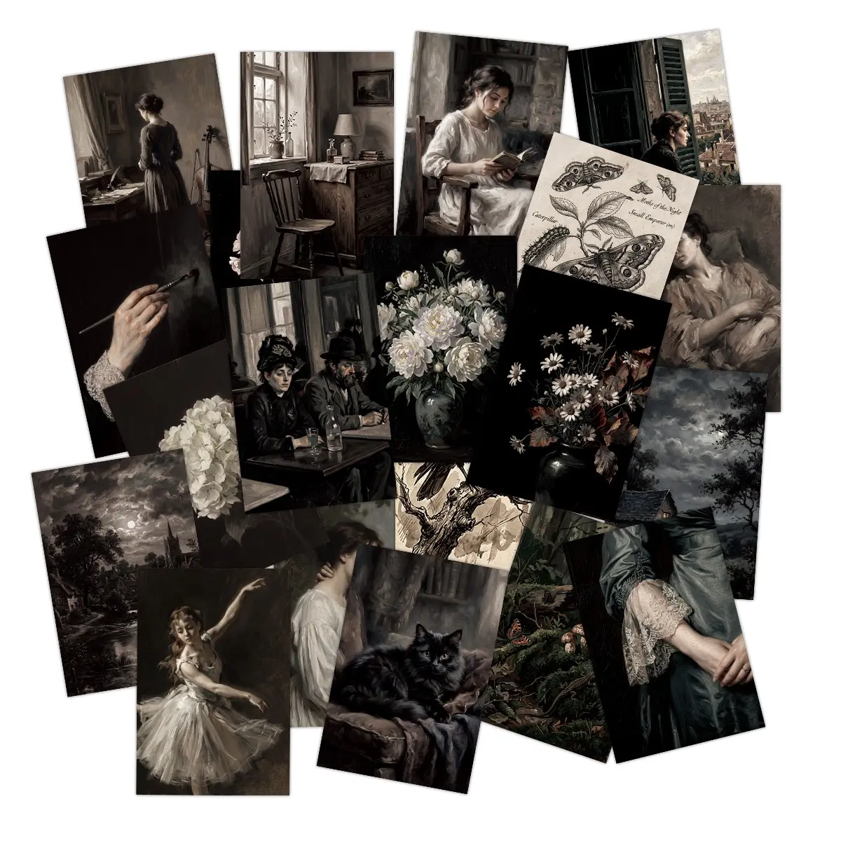 20 Gothic Style Postcards, Victorian Home Decor Art Cards, Vintage Oil Painting Replicas, Perfect for Scrapbooking & Collecting