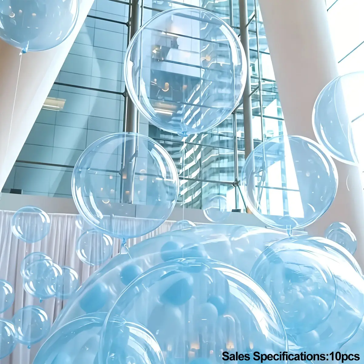 10Pcs Blue Clear Bobo Balloons, 18 Inch Transparent Bubble Balloons for Birthday, Anniversary, Bridal Shower & Wedding Party Decorations