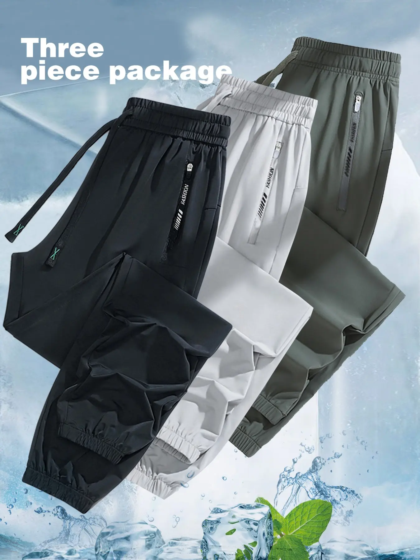 3-Pack Summer Plus Size Women's Sporty Long Pants, Elastic Waist, Breathable, Casual Loose Fit, All Seasons Fashion Joggers