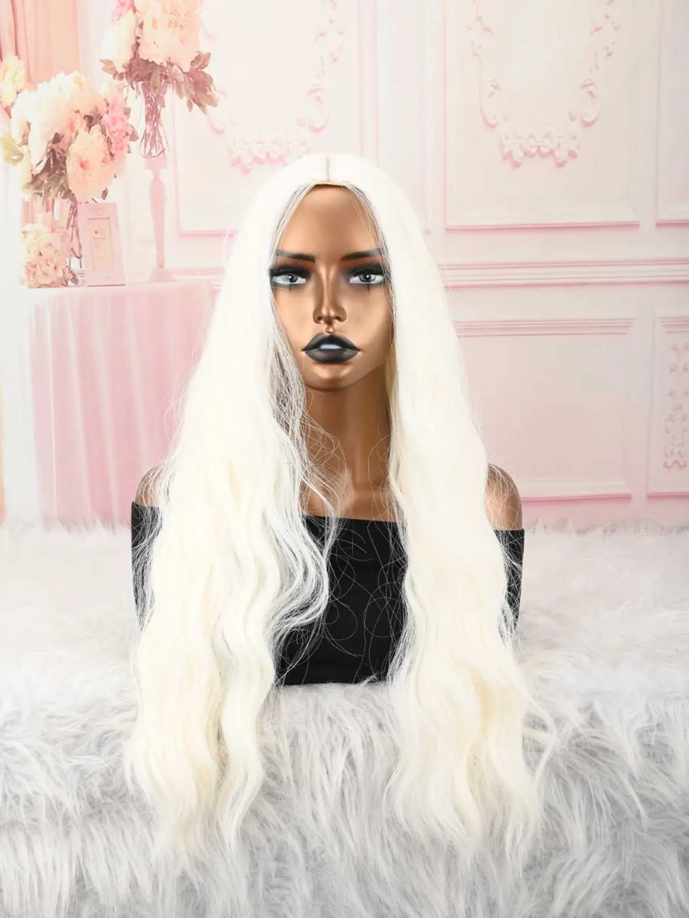 White Long Wig With Bangs Natural Hair Fiber Synthetic Cosplay Wig For Women And Girls, Perfect For Halloween,Christmas, Parties, And Cosplay