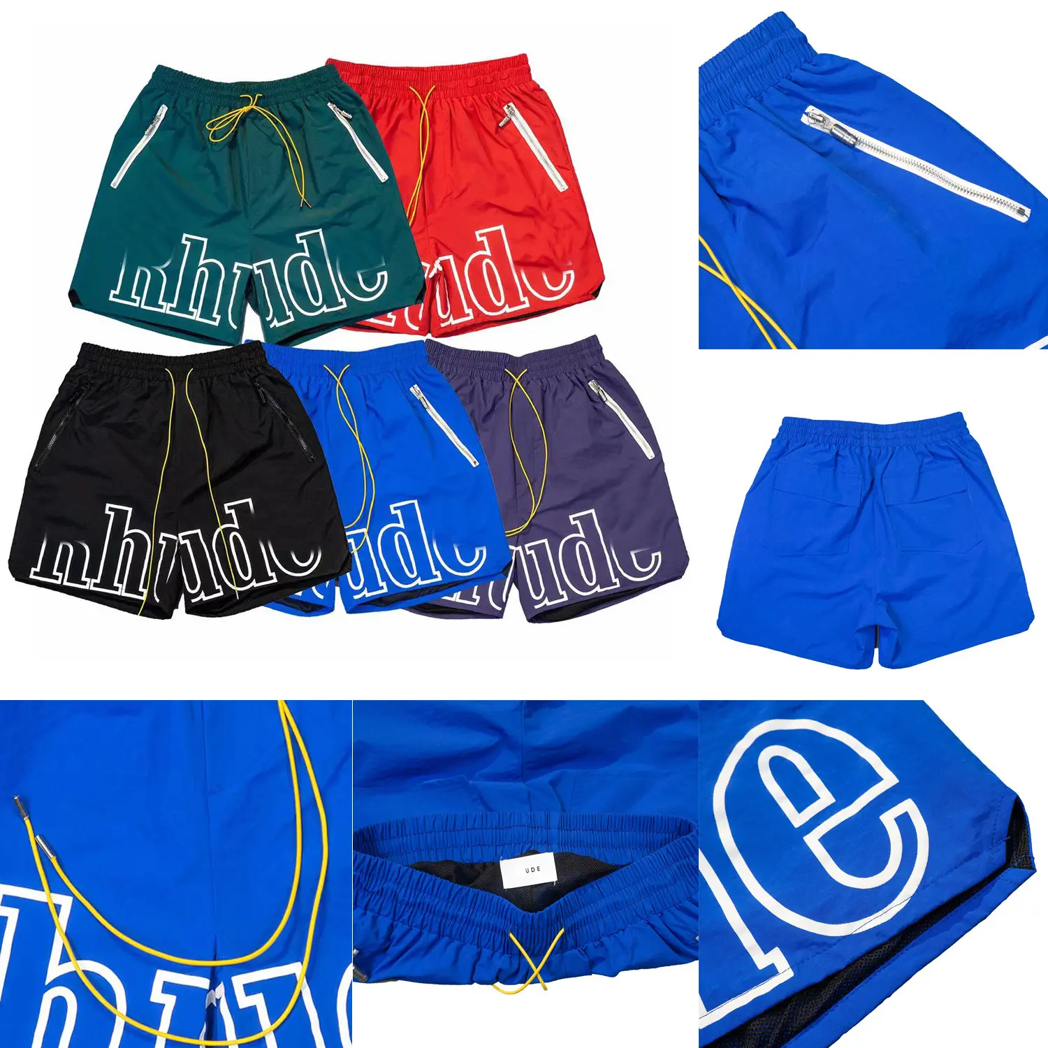 Men's summer sports shorts, letter print casual color matching loose high street five-point beach pants