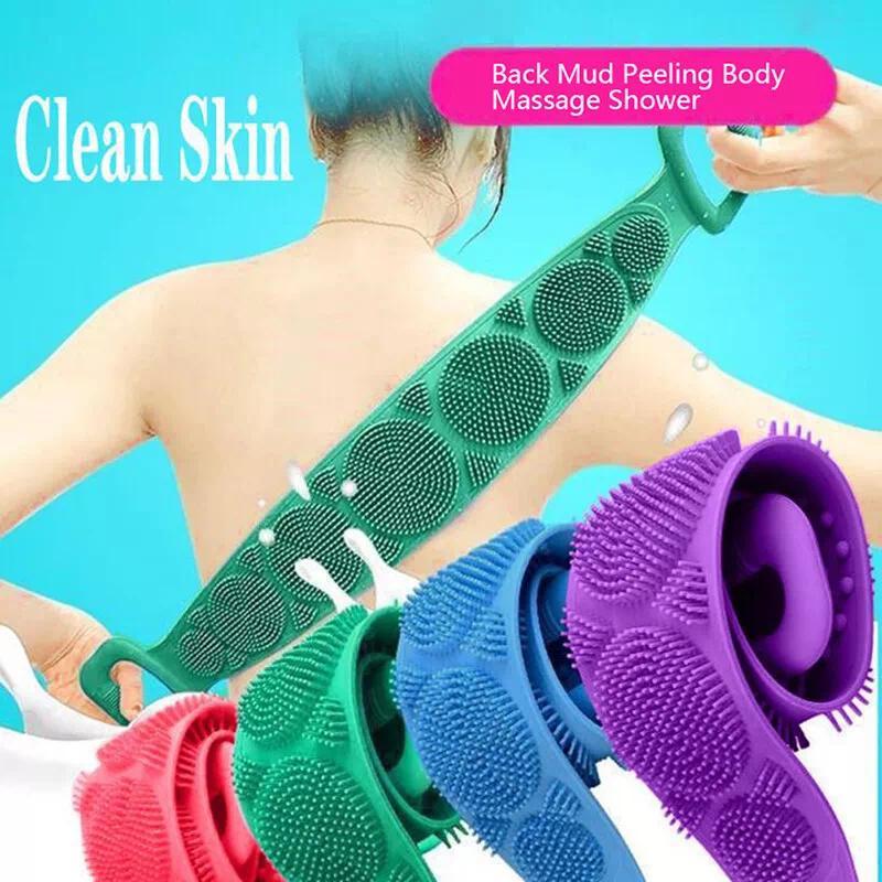 1PCS Fashion Silicone Bath Body Brush, Exfoliating Long Silicone Body Back Scrubber, Bath & Body Brushes, Shower Brush, Double-sided Brush