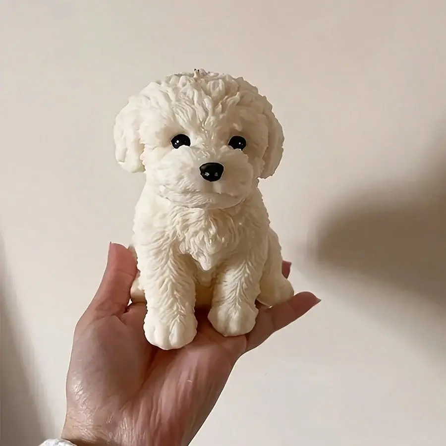 Cute 3D Teddy Dog Silicone Mold for Candle Making, Adorable Puppy Candle Soap Mold, DIY Aesthetic Resin Craft Mold, Silicone Molds for Crafts