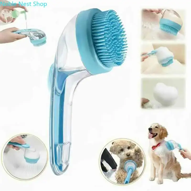 2-in-1 Universal Pet Grooming Brush with Shampoo/Conditioner Dispenser, Adjustable Soft Massage Tool for Clean Dog Bathing & Practical Grooming Supplies, Versatile Use, Hassle-Free Experience, Massage Tip
