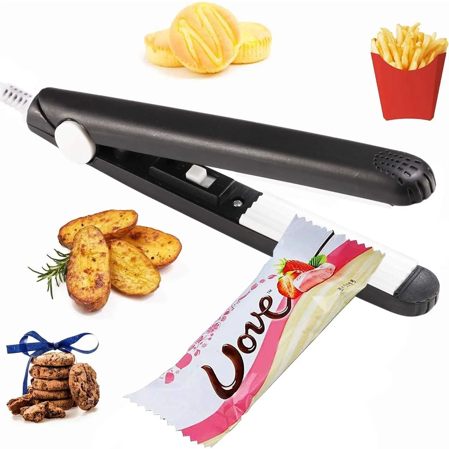 chip Bag Sealer Mini, Handheld Heat Sealer for Chip Bags and Mylar Bags, Portable Bag Resealer for  Storage - Black