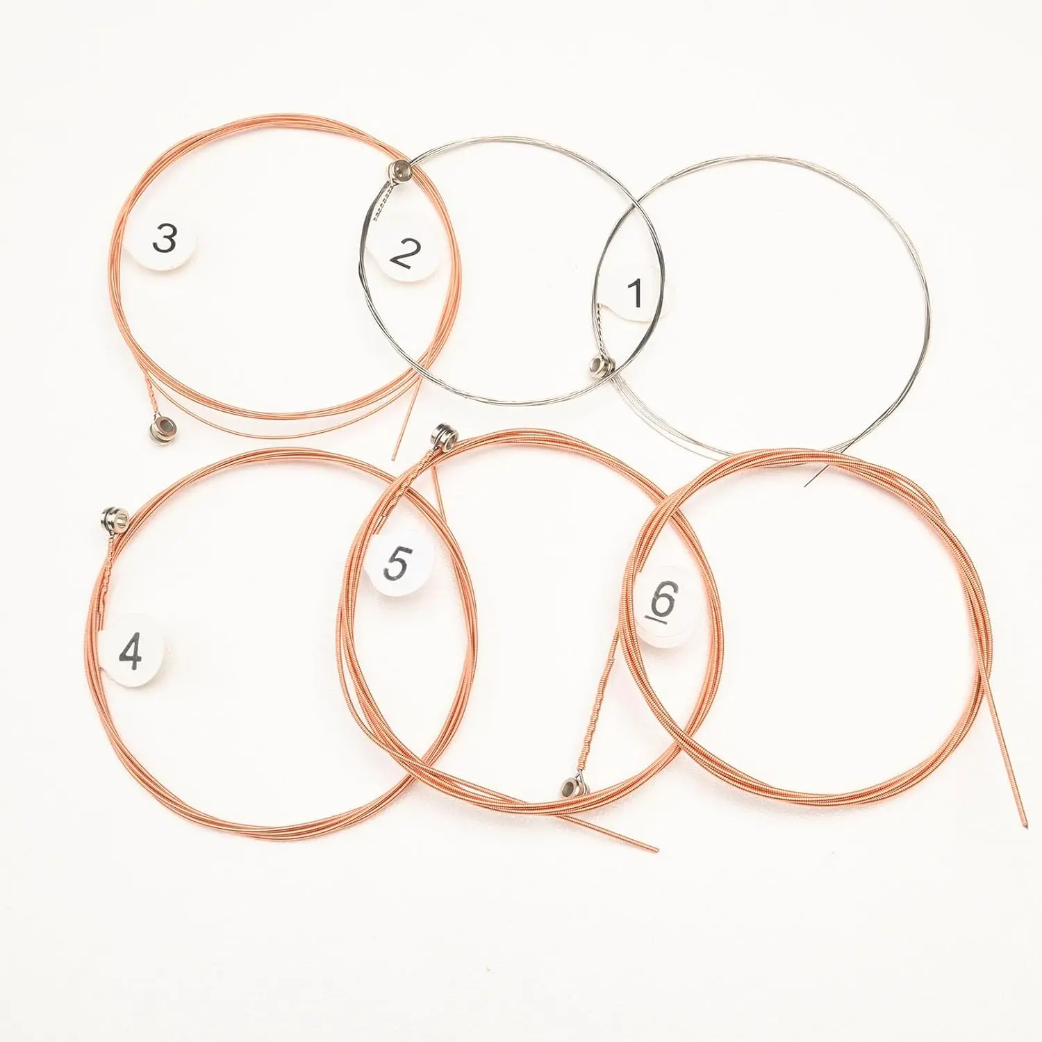 6 count Acoustic Guitar Strings Set (String Gauge 0.01-0.05),(10-50),  Bronze Strings, Ideal for Beginners and Performers - (Color, Red Copper)