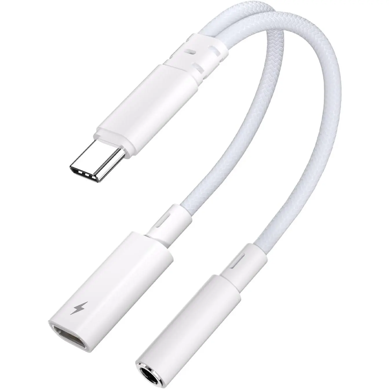 USB C to 3.5mm Headphone and Charger Adapter, 2 in 1 USB C to Aux Audio Jack Hi-Res DAC and PD 60W Fast Charging Dongle Cable for iPhone 16/15 Pro Max, Galaxy S25/S24/S23, Google Pixel 8/7, Smartphone, Electronic