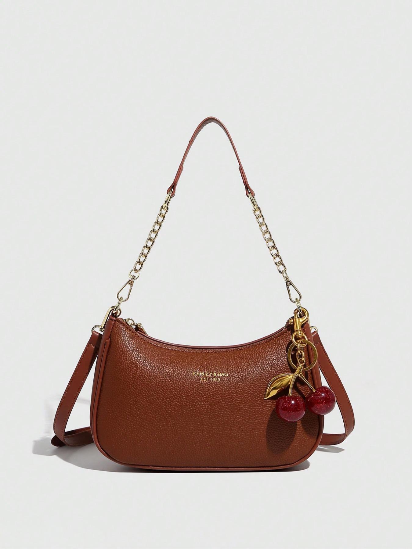 Women's Solid Color Chain Strap Bag, Fashionable Shoulder Bag for Daily Used, Casual Trendy Versatile High-quality Daily Commuting, Girl Fashionable Shopping Convertible Shoulder Bag