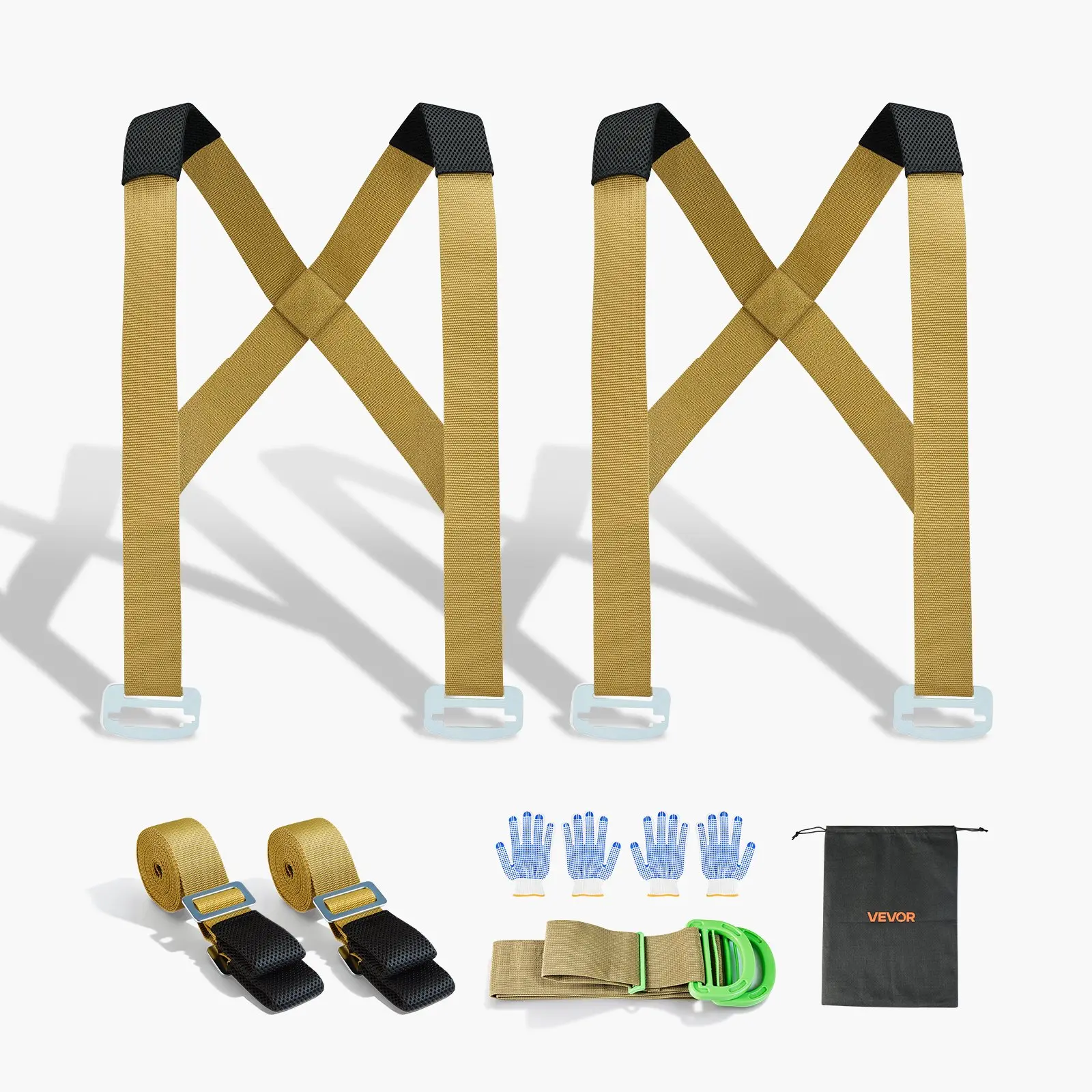 VEVOR Moving Straps, 2-Person Lifting and Moving System with 2 Harness Straps, 2 Load-bearing Straps & 1 Handheld Strap, Adjustable Lifting Shoulder Straps Move Furniture Appliances Mattresses