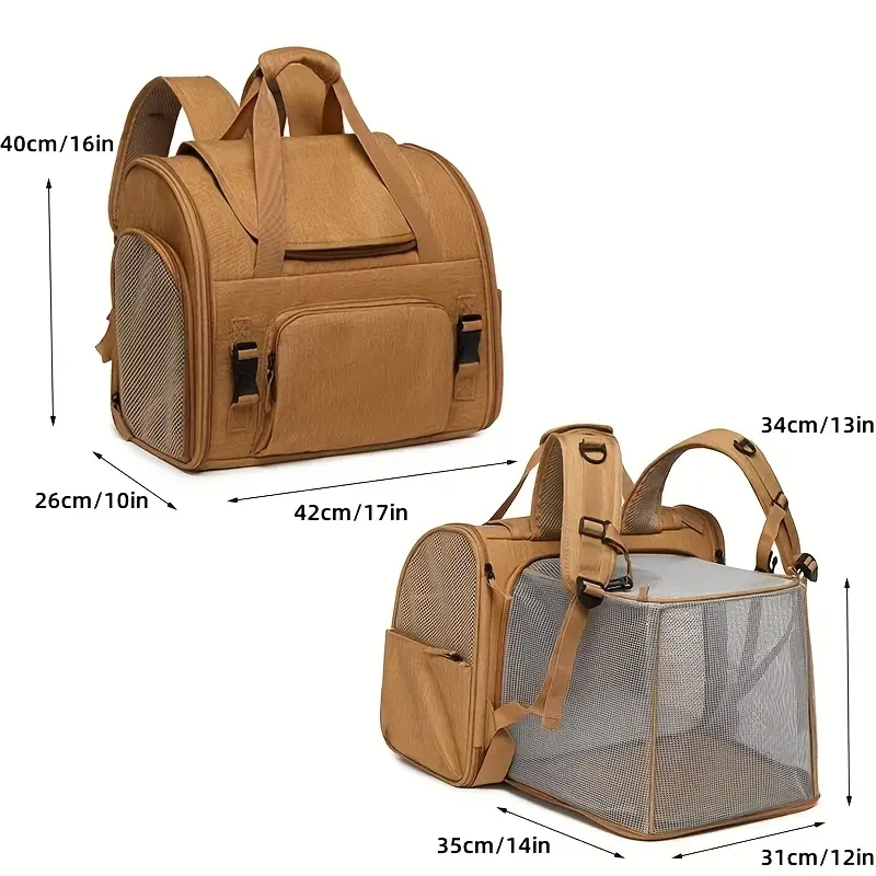 [Cat Backpack Carrier] Airline Approved Expandable Polyester Pet Backpack Carrier - 4-Sided Breathable Mesh Ventilation, Locking Zippers, Heavy Duty Steel Frame, Triple Safety Straps, Easy Clean for Small-Medium Dogs