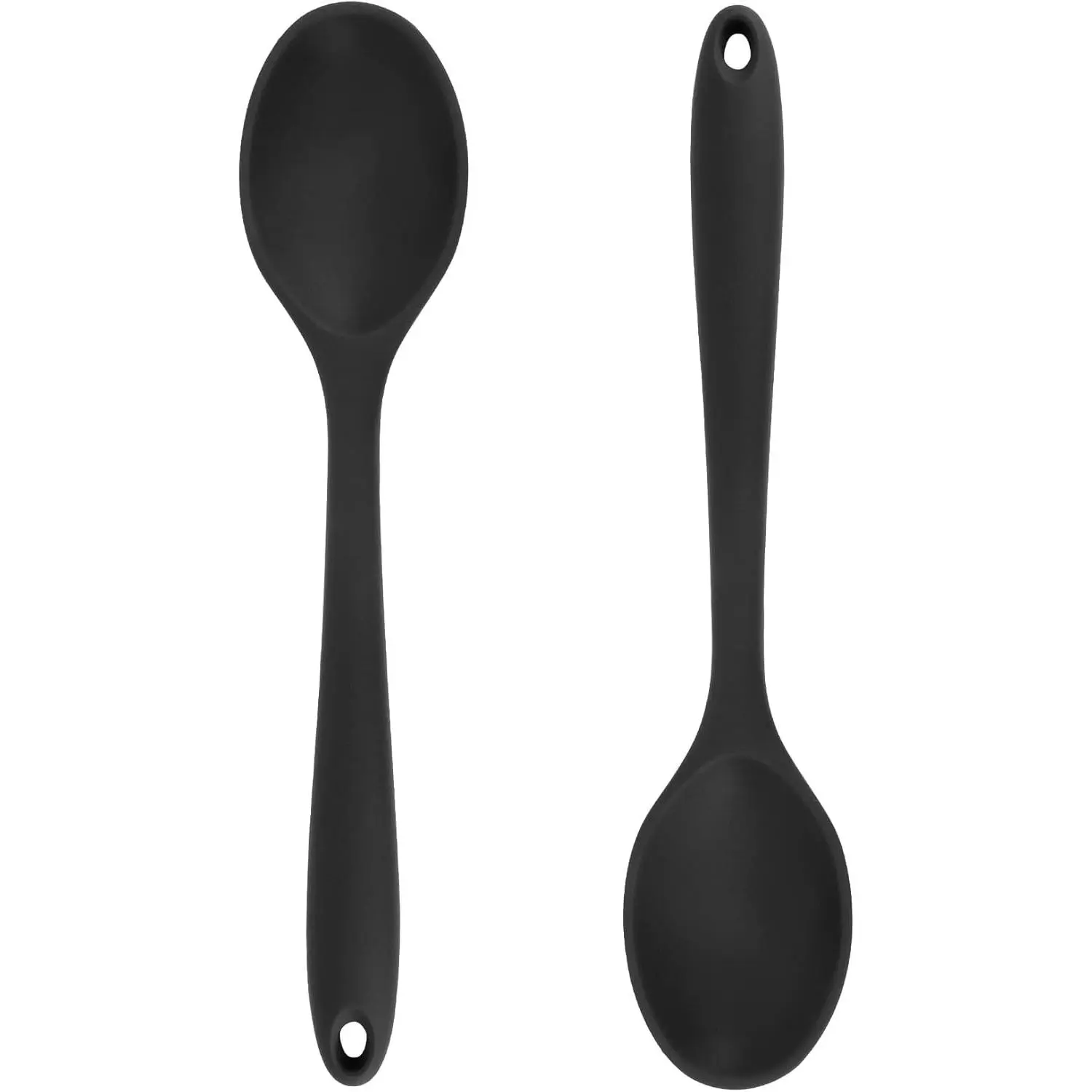 Cooking Spoon 2 count 10.8'' Large Serving Spoons Black Heat Resistant  Spoon, Non-Stick Mixing Kitchen Spoons,   Kitchen Utensils for Stirring, Baking & Mixing, Dishwasher Safe