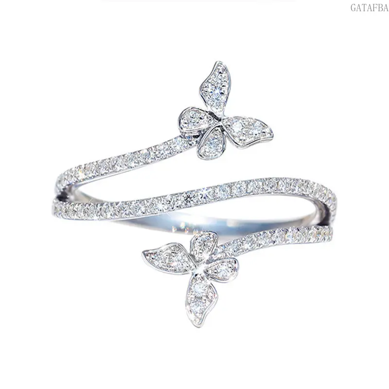 Women's Fresh Luxury Butterfly Motif Ring, Unisex Wear Triple-Layer Premium Aesthetic Unique Index Finger Closed Band, Daily-Dating Korean-Japanese Solid Jewelry Gift